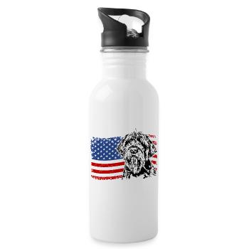 Korthals Griffon Amérique Flag Chien Chiens Wilsigns - Gourde avec paille intégrée - blanc - Droite