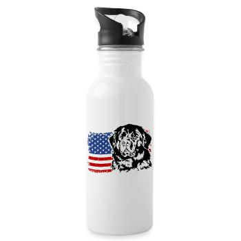 Newfoundland America Flag Dogs Wilsigns - Water bottle with straw - white - Right