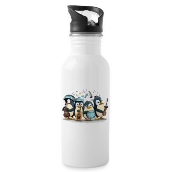 Die Pinguin-Band - Trinkflasche mit integriertem Trinkhalm - Weiß - Rechts