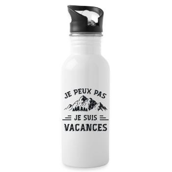 Je Peux Pas ! Je Suis Vacances - Gourde avec paille intégrée - blanc - Droite