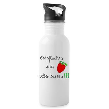Erdpflücken zum selber beeren!!! - Trinkflasche mit integriertem Trinkhalm - Weiß - Rechts