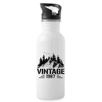 T-Shirt VINTAGE 1987 - Water bottle with straw - white - Right