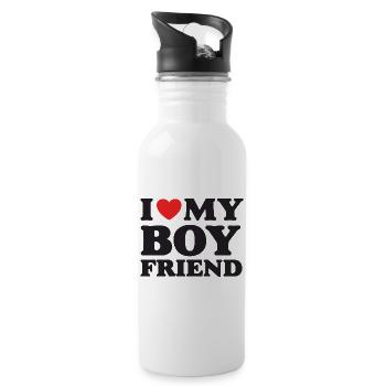 I Love My Boyfriend - Water bottle with straw - white - Right