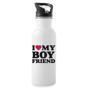 I Love My Boyfriend - Water bottle with straw - white - Right