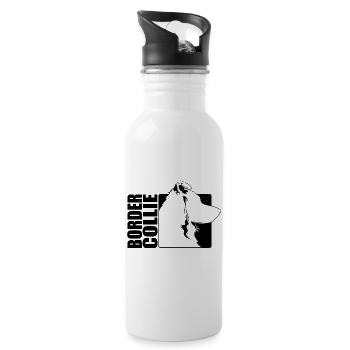 Border Collie Profil Hunde Hund Wilsigns - Trinkflasche mit integriertem Trinkhalm - Weiß - Rechts