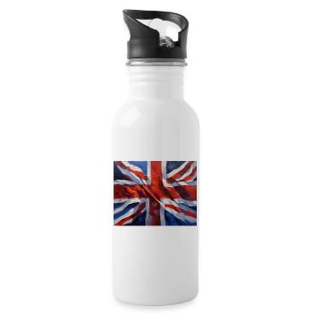 British Flag - Impressionist painting - Water bottle with straw - white - Right