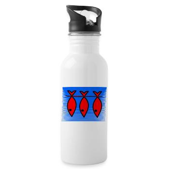 FISH. APRIL FOOL. HOLIDAY. SUMMER. HUMOR - Water bottle with straw - white - Right