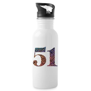 51st Birthday Leopard - Water bottle with straw - white - Right