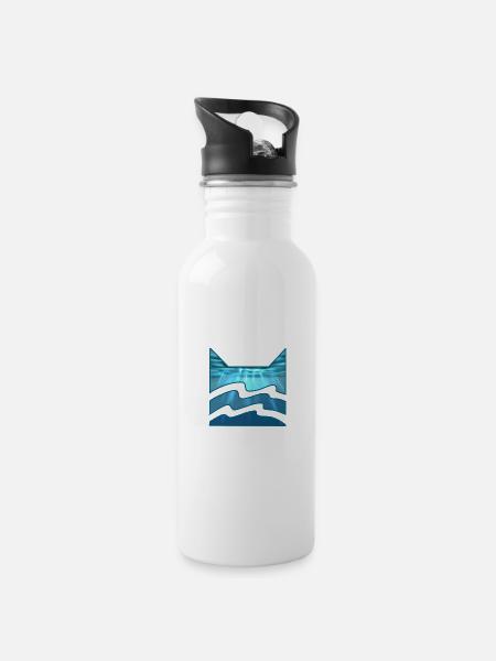 Flussclan Riverclan Firestar Feuerstern Katzen - Trinkflasche mit integriertem Trinkhalm - Weiß