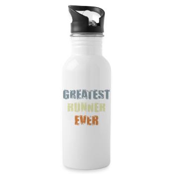 Bester Läufer aller Zeiten - Trinkflasche mit integriertem Trinkhalm - Weiß - Rechts