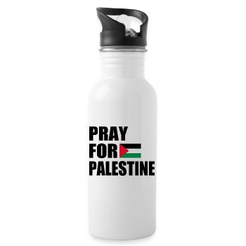 Pray for palestine - Trinkflasche mit integriertem Trinkhalm - Weiß - Rechts