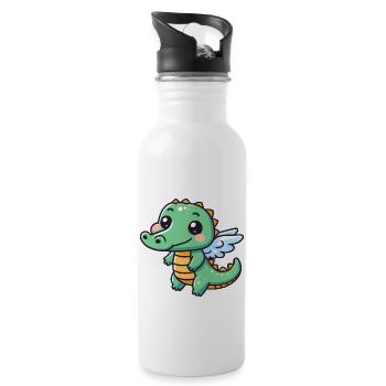 Ailes d’ange crocodile mignon - Gourde avec paille intégrée - blanc - Droite