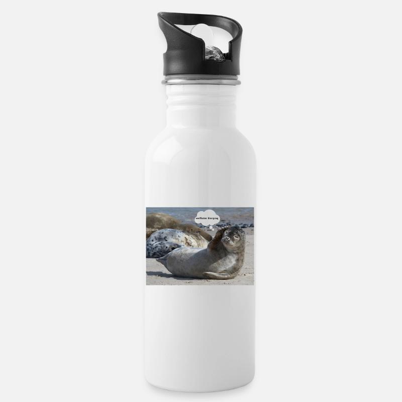 Robbe - Trinkflasche mit integriertem Trinkhalm - Weiß