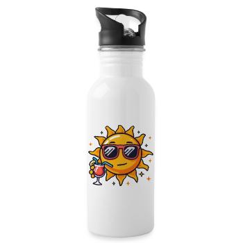 Sonnen-Cocktail-Entspannung Stern Sonne - Trinkflasche mit integriertem Trinkhalm - Weiß - Rechts