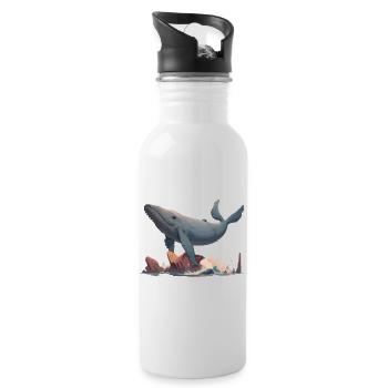 Baleine volante - Gourde avec paille intégrée - blanc - Droite