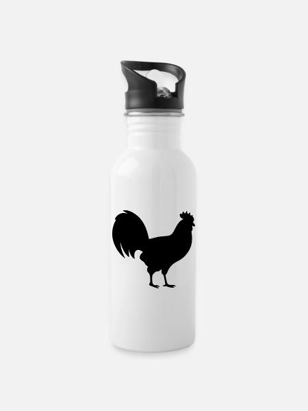 Henne - Trinkflasche mit integriertem Trinkhalm - Weiß