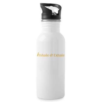 inhale & exhale Sprüche - Trinkflasche mit integriertem Trinkhalm - Weiß - Rechts