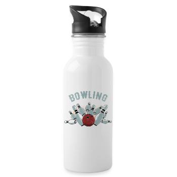 Bowling Strike Sketch - Water bottle with straw - white - Right