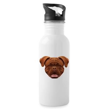 Kleidung für Männer, Bordeauxdogge - Trinkflasche mit integriertem Trinkhalm - Weiß - Rechts