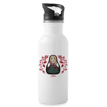 Ilsbostinta with flowers. - Water bottle with straw - white - Right