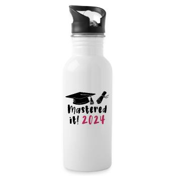 Gemeistert 2024 Master Abschluss Graduiert 2024 - Trinkflasche mit integriertem Trinkhalm - Weiß - Rechts