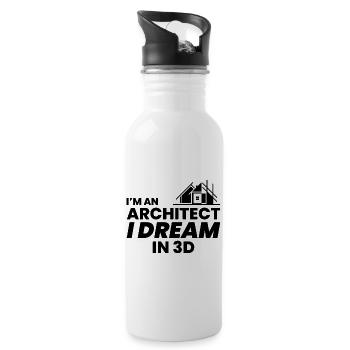 Architekt 3D Traum Bau Architektur Lustig - Trinkflasche mit integriertem Trinkhalm - Weiß - Rechts