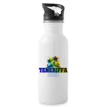 Tenerife 2024 Holiday Palm Trees Colorful - Water bottle with straw - white - Right