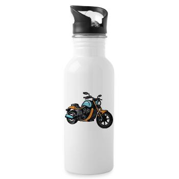 Motorcycle Biker - Water bottle with straw - white - Right