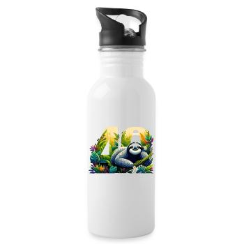 40 Years Sloth 40th Birthday Gift - Water bottle with straw - white - Right