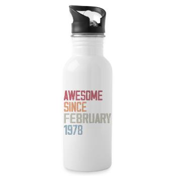 February 1978, 46th Anniversary 1978 February 46 Years - Water bottle with straw - white - Right