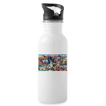 United States - Trinkflasche mit integriertem Trinkhalm - Weiß - Rechts