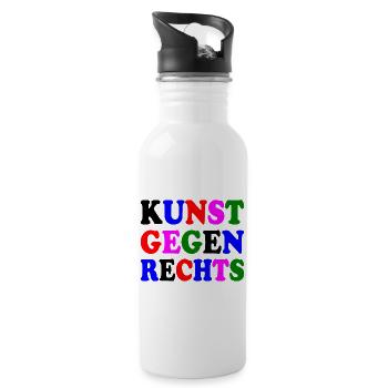 Kunst gegen rechts - Trinkflasche mit integriertem Trinkhalm - Weiß - Rechts
