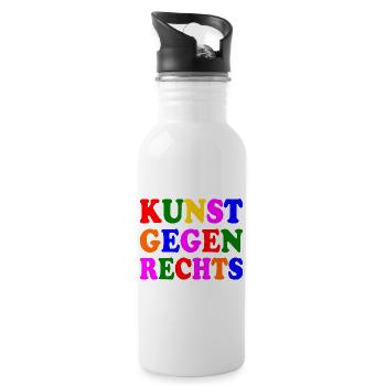 Kunst gegen rechts - Trinkflasche mit integriertem Trinkhalm - Weiß - Rechts