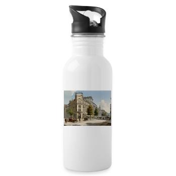 Städtebild 20er Jahre - Trinkflasche mit integriertem Trinkhalm - Weiß - Rechts