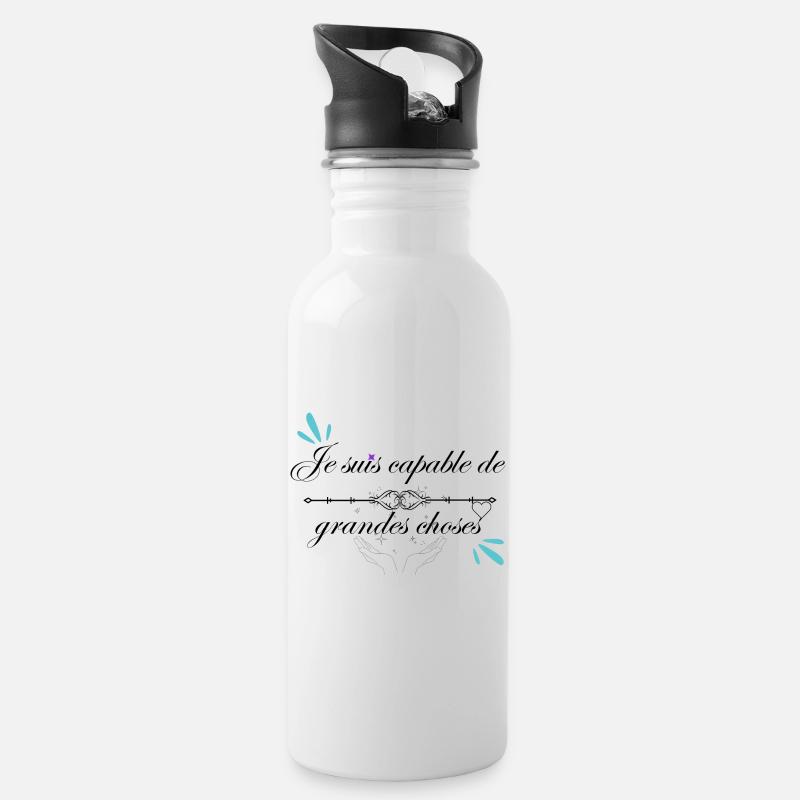 Affirmation positive - Gourde avec paille intégrée - blanc