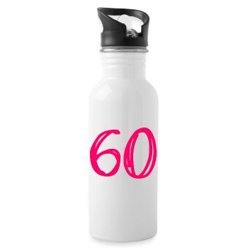60. 60 JAHRE. 60-JÄHRIGES JUBILÄUM. 60. GEBURTSTAG. - Trinkflasche mit integriertem Trinkhalm - Weiß - Rechts