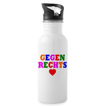 Gegen rechts - Trinkflasche mit integriertem Trinkhalm - Weiß - Rechts