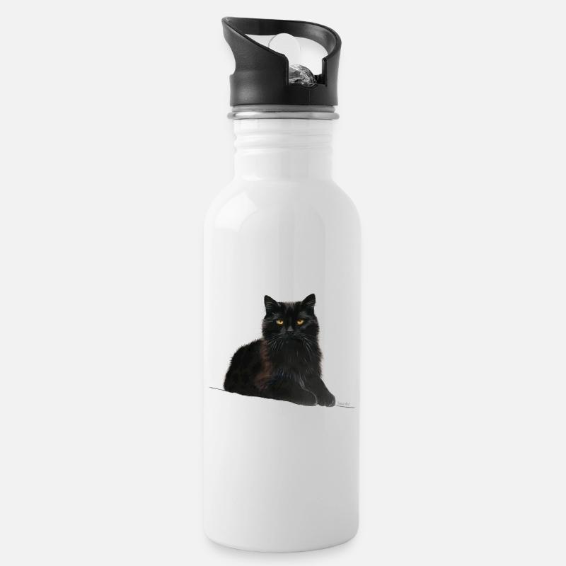 Chat - Gourde avec paille intégrée - blanc