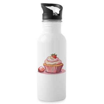 Cupcake Fraise - Gourde avec paille intégrée - blanc - Droite