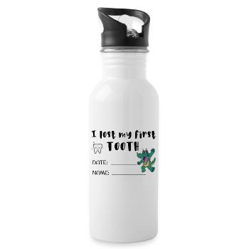 Ich habe meinen ersten Zahn verloren Urkunde Namen - Trinkflasche mit integriertem Trinkhalm - Weiß - Rechts