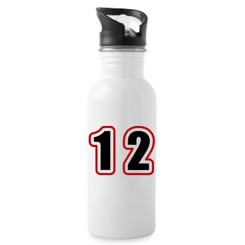 12 Zahl College - Trinkflasche mit integriertem Trinkhalm - Weiß - Rechts