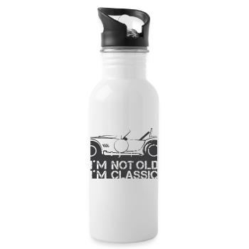 Classic Car Funny Sayings Icon Illustration - Water bottle with straw - white - Right