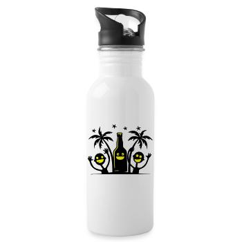 Palmen Party Team - Trinkflasche mit integriertem Trinkhalm - Weiß - Rechts