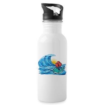 Wal Fisch Schwimmer Welle schwimmen - Trinkflasche mit integriertem Trinkhalm - Weiß - Rechts