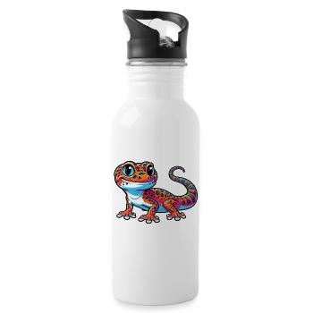 Gecko - Trinkflasche mit integriertem Trinkhalm - Weiß - Rechts