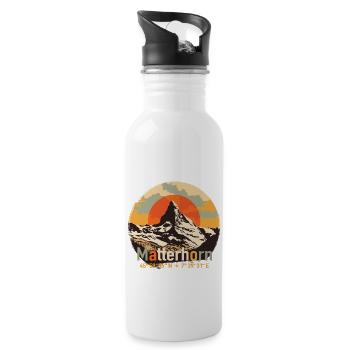 Matterhorn Mountain Hiking Zermatt Souvenir - Water bottle with straw - white - Right