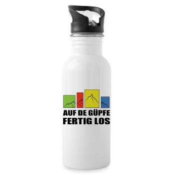 auf de Güpfe fertig los-auf die Gipfeln fertig los - Trinkflasche mit integriertem Trinkhalm - Weiß - Rechts