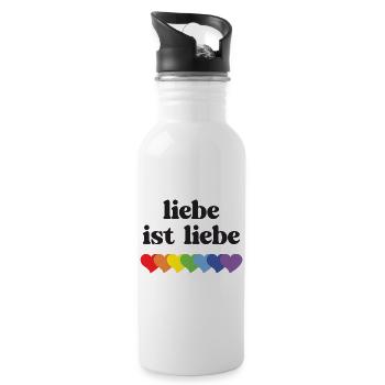 LGBT Pride Month - Liebe ist Liebe - Trinkflasche mit integriertem Trinkhalm - Weiß - Rechts