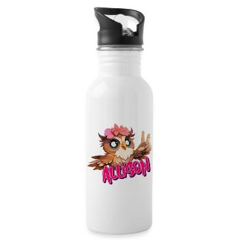 ALLISON - Schöner Mädchen Name mit süßer EULE - Trinkflasche mit integriertem Trinkhalm - Weiß - Rechts