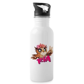 RIA - Beau nom de fille avec hibou mignon - Gourde avec paille intégrée - blanc - Droite
